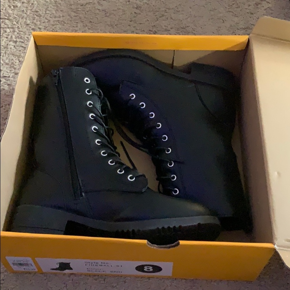 Black leather boots